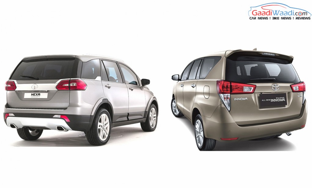 Toyota Innova Crysta vs Tata Hexa rear