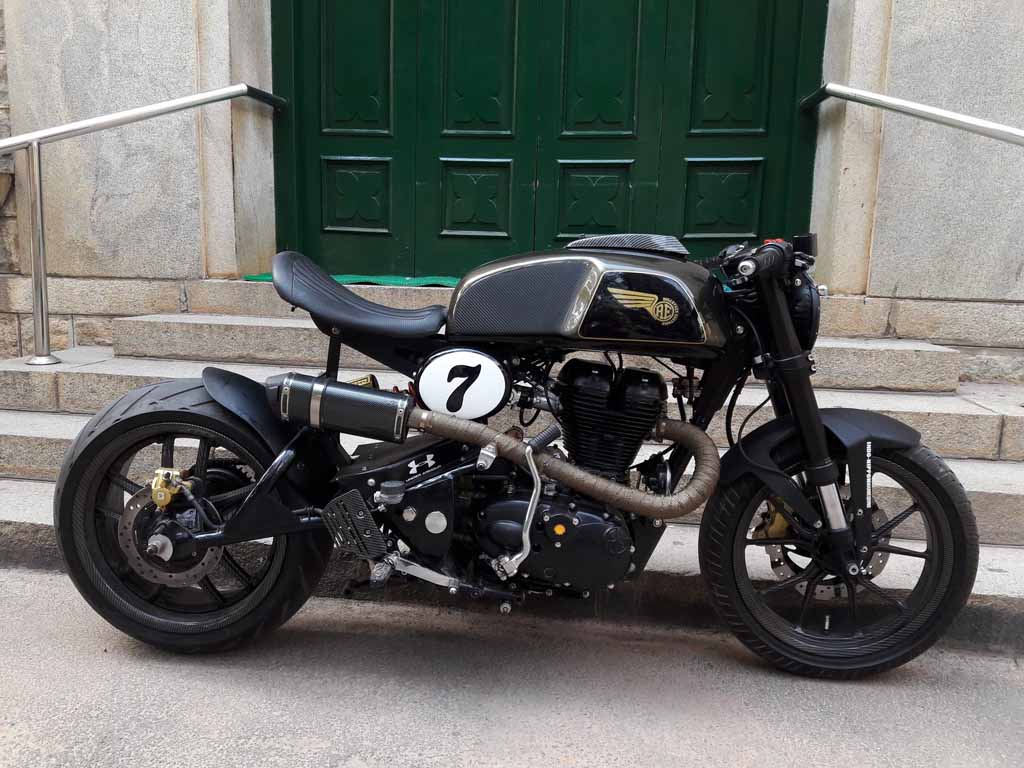 RE Classic 500 Based Steroid 540 Cafe Racer Simply Intimidates!