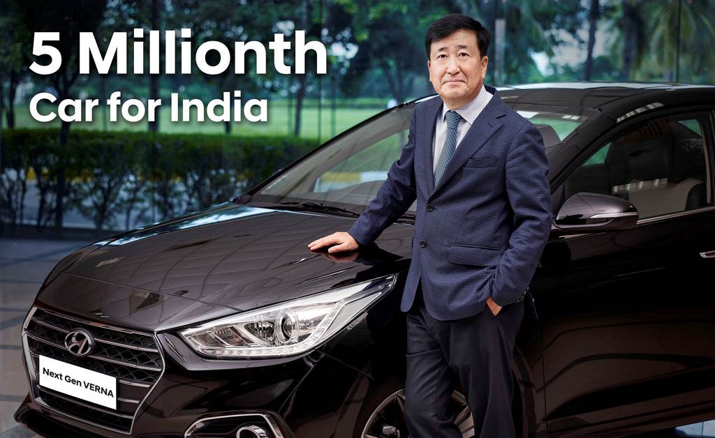 Hyundai Rolls Out 5 Millionth Car In India (Pictured - Mr. Y K Koo, MD and CEO, Hyundai Motor India Limited)