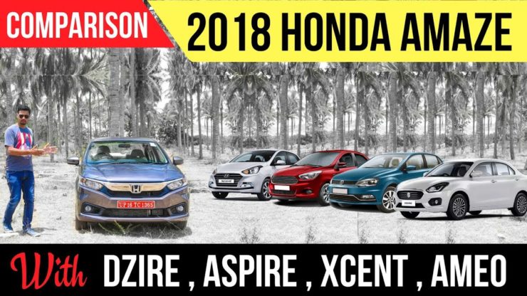 New Honda Amaze vs Maruti Dzire vs Other Rivals Spec Comparison - Video