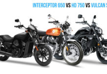 RE Interceptor 650 Vs HD 750 Vs Kawasaki Vulcan S 650 - Comparison