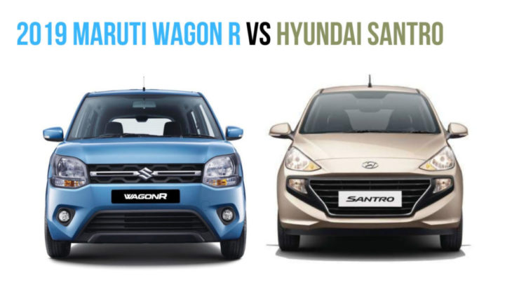 2019 Maruti Wagon R vs hyundai santro front