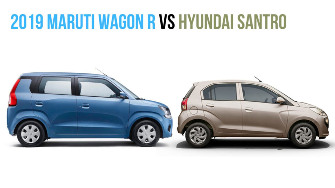 2019 Maruti Wagon R vs hyundai santro side