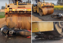 Hero CBZ Xtreme Gets Rolled Down By A Gigantic Road Roller - Video