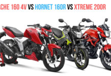 TVS Apache RTR 160 Vs Honda Hornet 160R VS Hero XTreme 200R