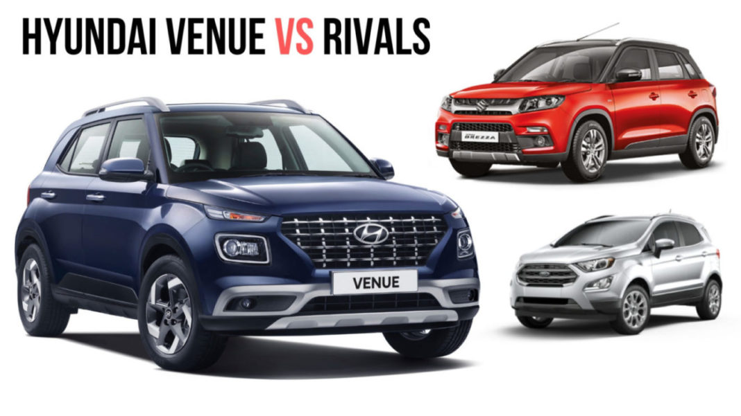 Hyundai Venue Vs Maruti Vitara Brezza Vs Ford EcoSport Specification Comparison