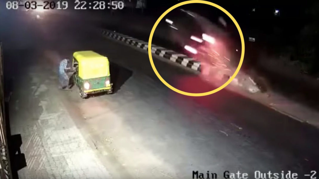Unmarked Divider Causes Horrifying Accident, Caught On CCTV