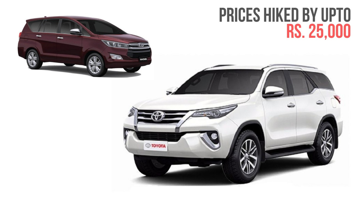 Toyota Hikes Prices Of Innova Fortuner And Camry Hybrid Details