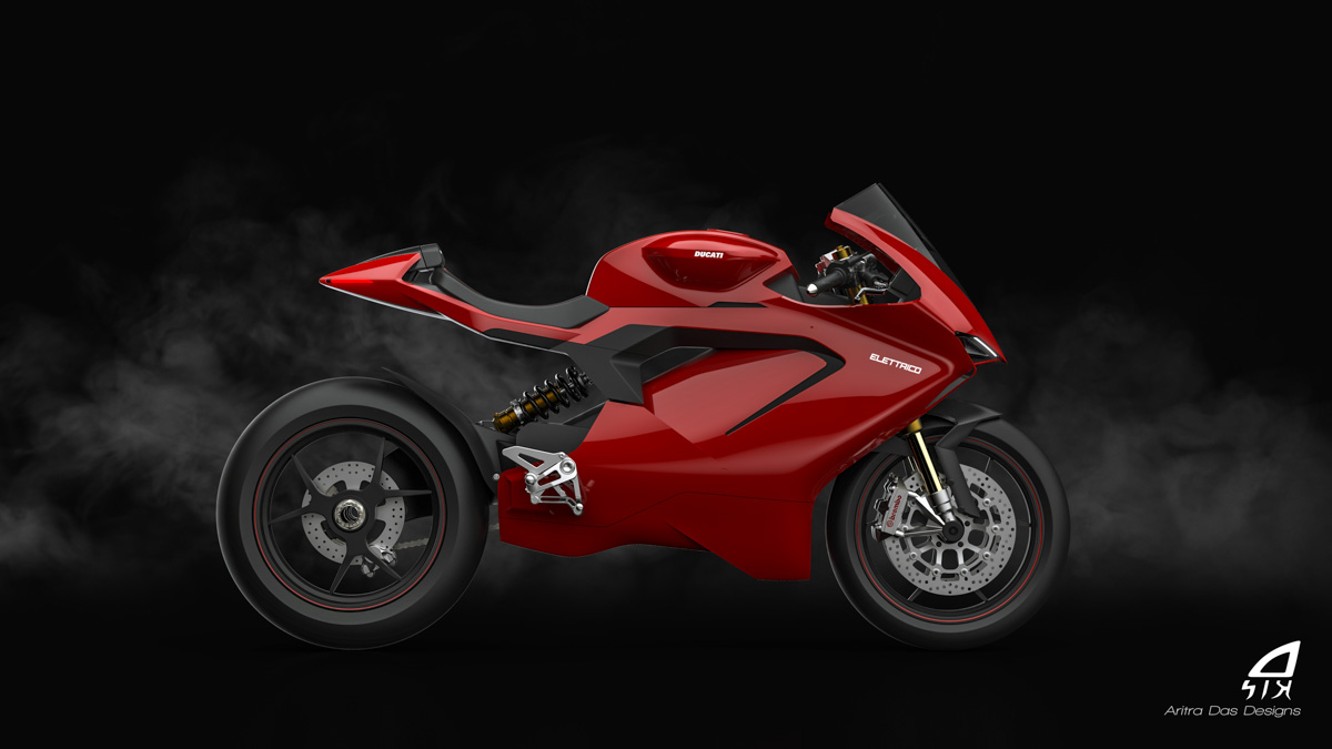 Ducati Electric Superbike Based On Panigale Rendered side