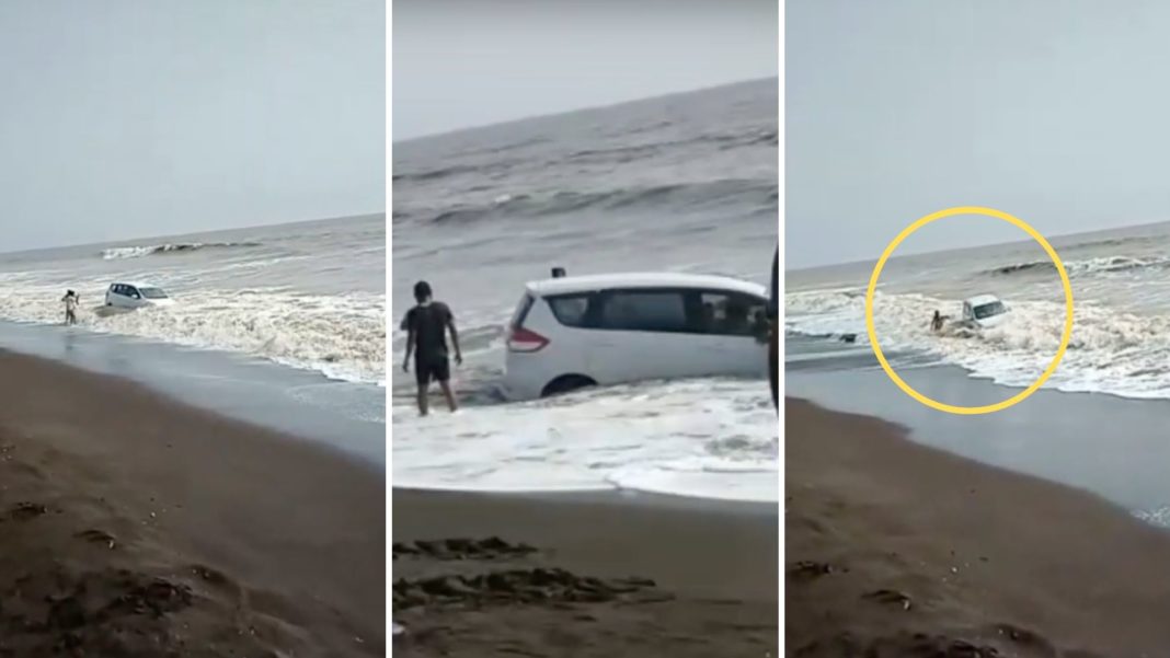 Maruti Suzuki Ertiga Swept Away by Ocean Tides Near Mumbai - Watch Video