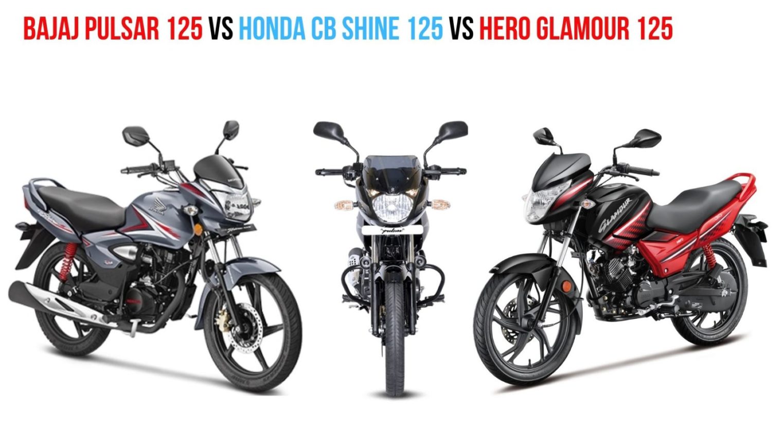Bajaj Pulsar 125 Vs Honda Cb Shine 125 Vs Hero Glamour 125 Specs