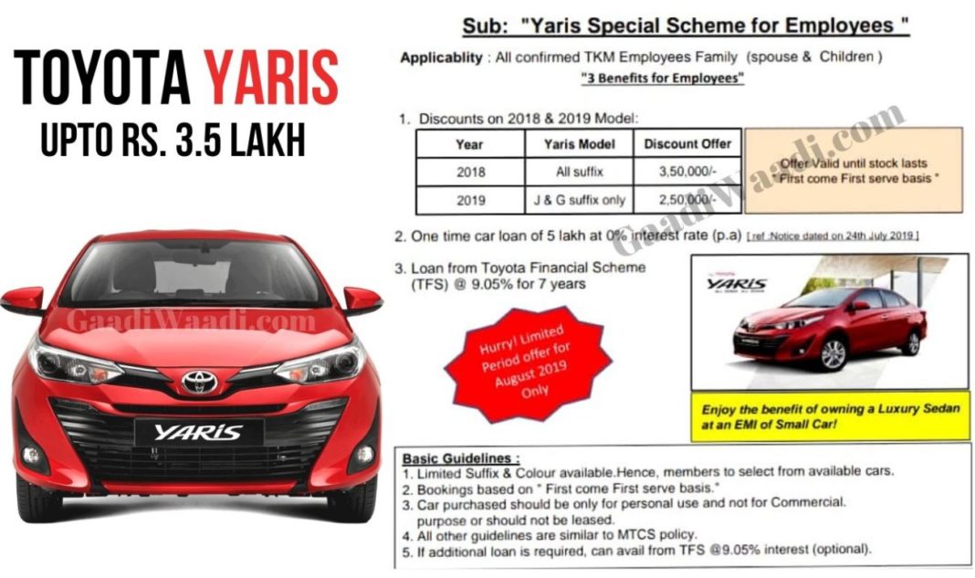 Rs 3.5 Lakh Discount & 0% Finance On Toyota Yaris