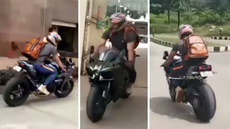 MS Dhoni Spotted Riding His Kawasaki Ninja H2 Superbike: Video