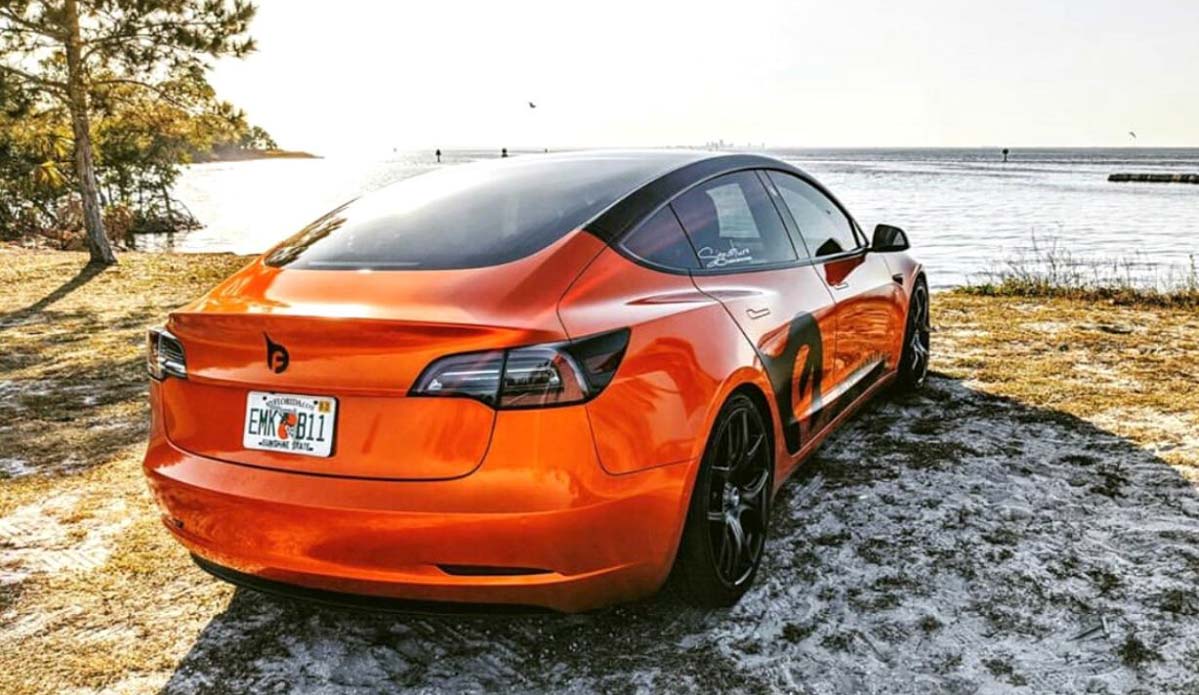 Tesla Model 3 Orange Wrapped-5