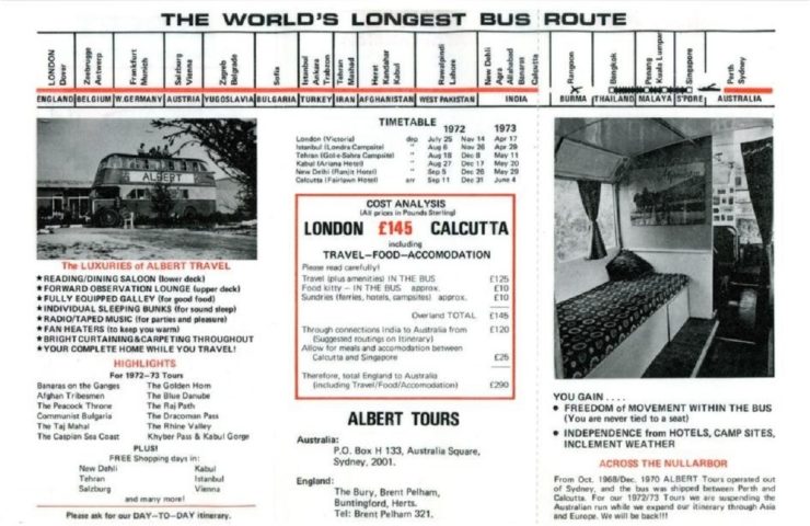 World's longest bus route travel itinerary 1968