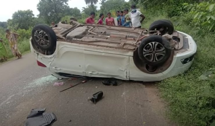 Tata Tiago accident upside down