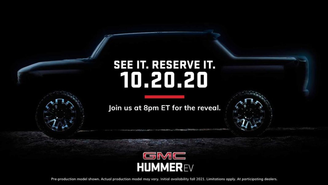 GMC Hummer EV unveil on 20 October 2020