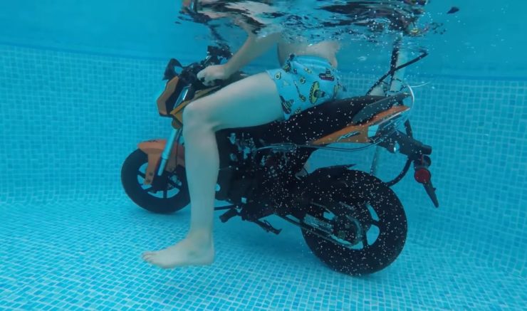 Underwater motorcycle experiment 1