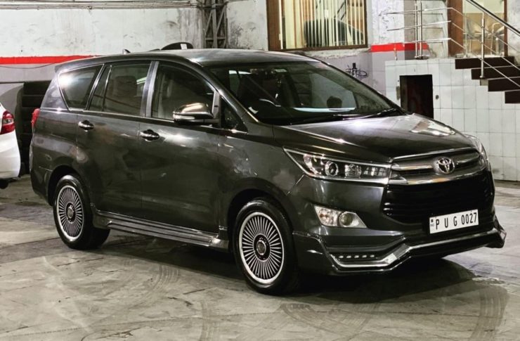 modified Toyota Innova Crysta 18-inch wheels front angle