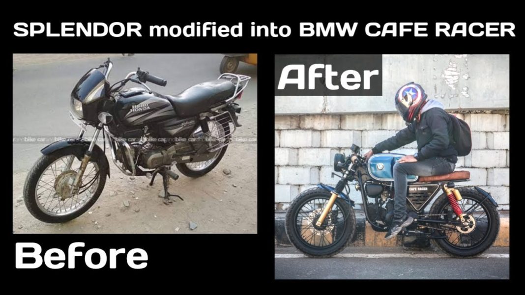 Hero Splendor transformed into BMW cafe racer 2