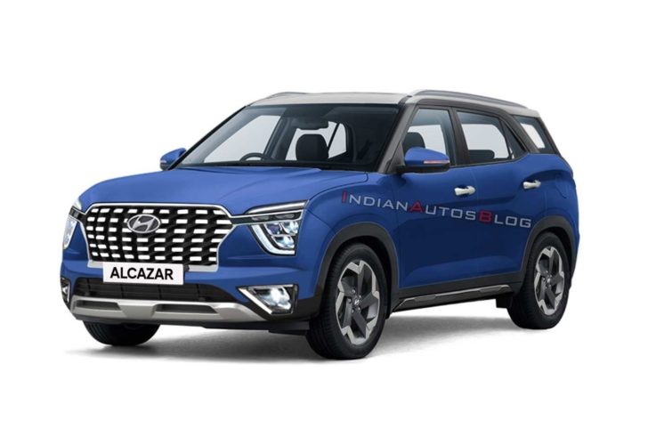 Hyundai Alcazar rendering Galaxy Blue Metallic