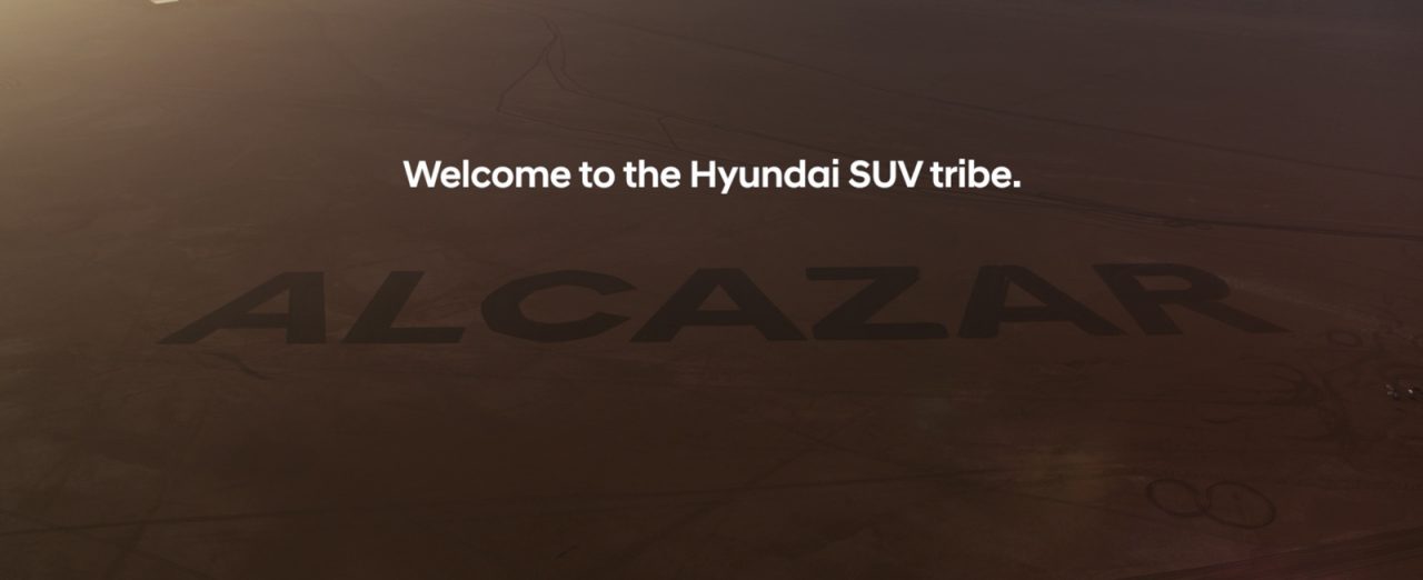 Image 3 - Four Hyundai SUVs form the 1 Km long name ALCAZAR on the Rann of Kutch