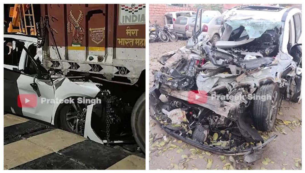Mahindra XUV700 truck accident Jodhpur